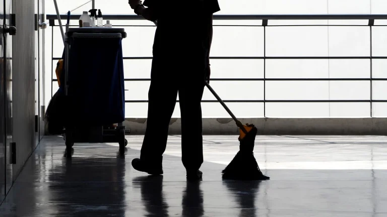 Silhouette of a cleaning services staff
